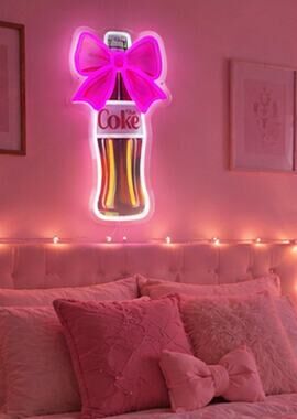 Soda with bow - neon LED light - XL size 15x7"